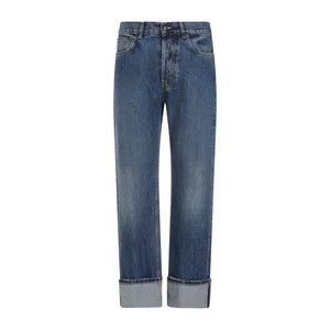 Alexander Mcqueen Blue Washed Cotton Turn Up Jeans - NWT
